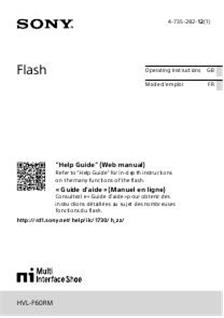 Sony HVL F60RM manual. Camera Instructions.